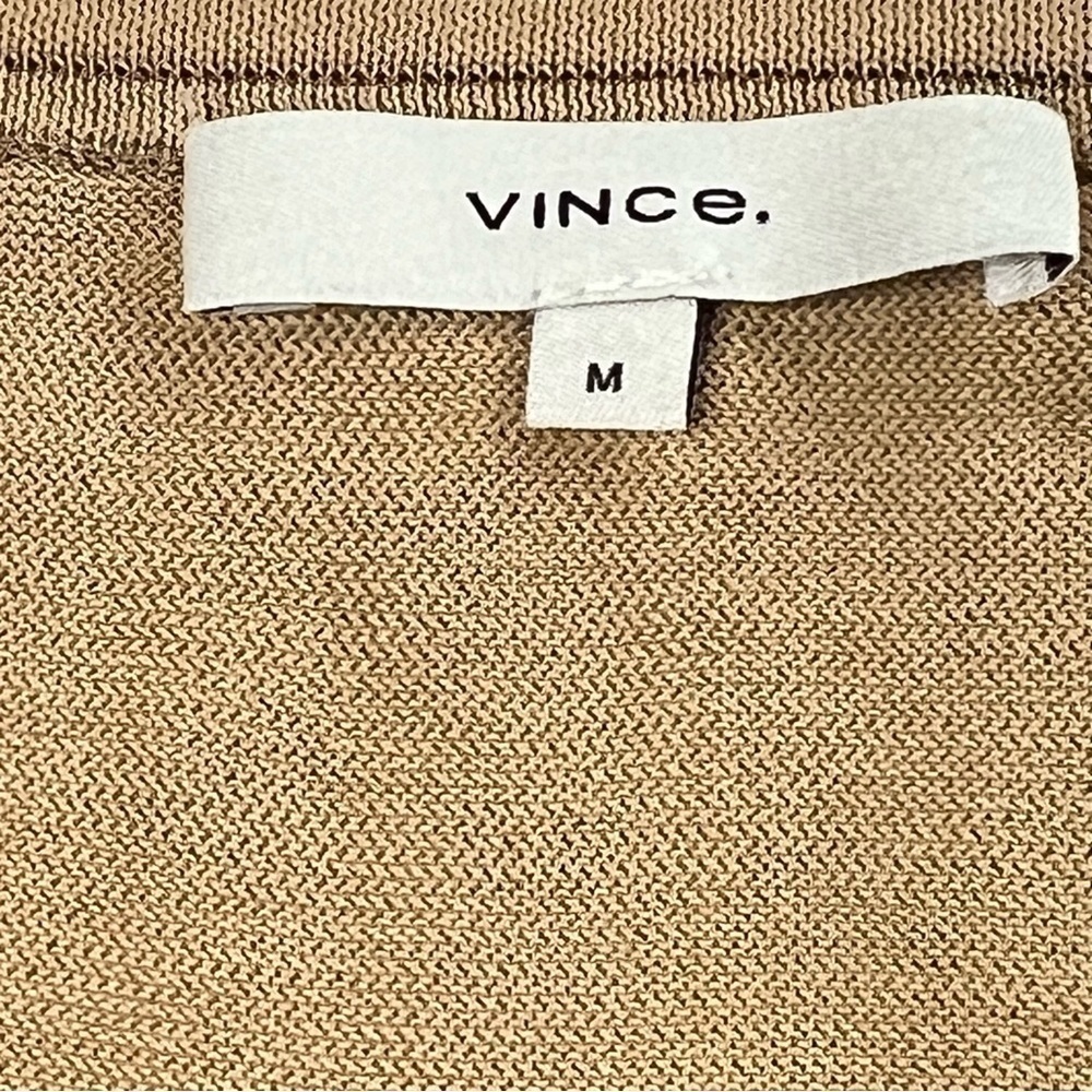 VINCE Pleated Gold Bronze Metallic Crochet Knit Midi Skirt Lined Size M - Picture 14 of 16